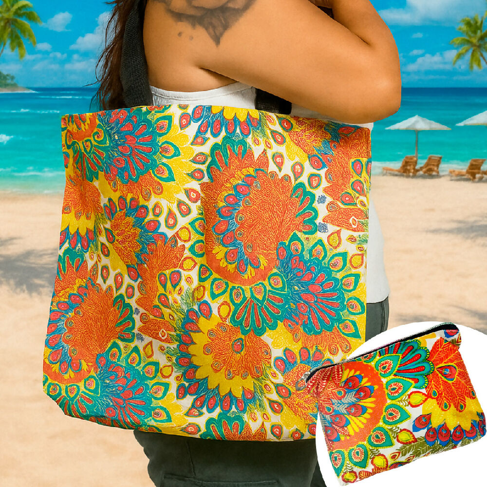 Bolsa Reutilizable Plegable para Compras y Playa Ecológica, Ligera y Compacta BMCP02 1