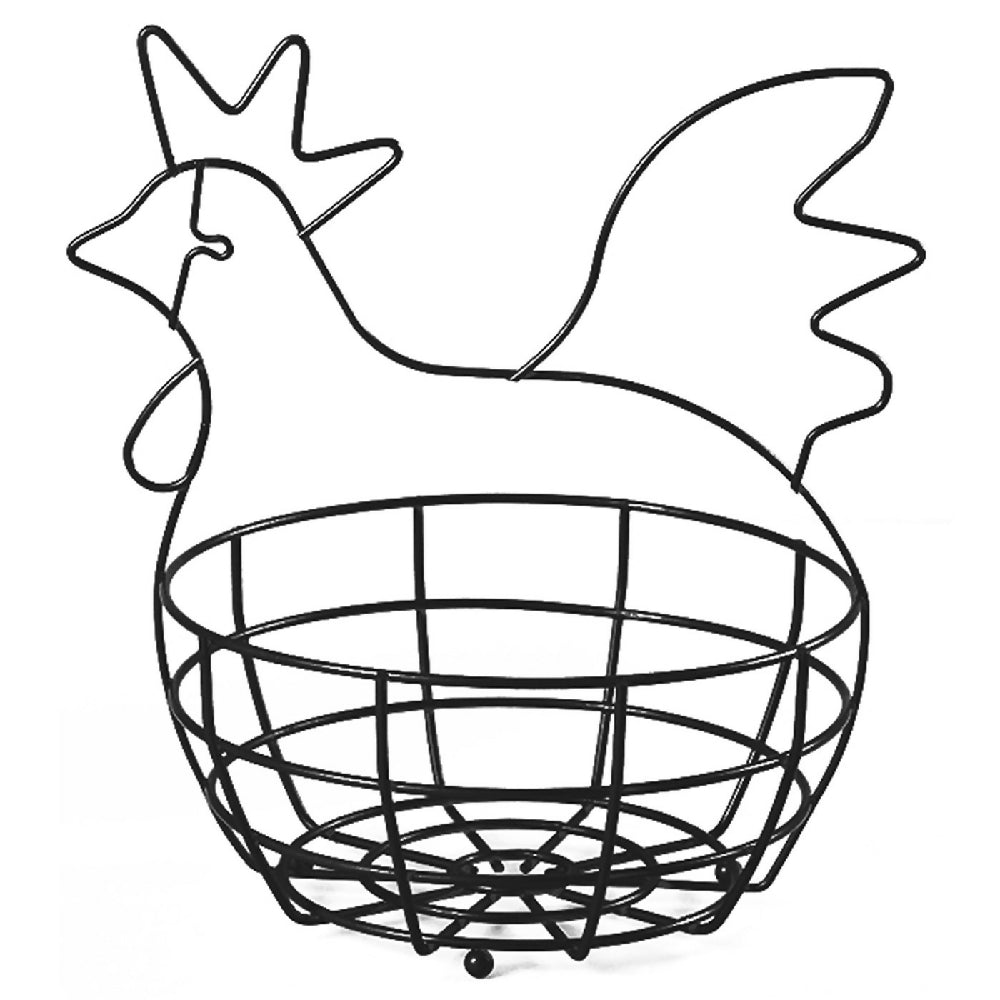 Huevera Rejiplas Canasta Gallina Acero Plastificado Negro Capacidad 30 Huevos