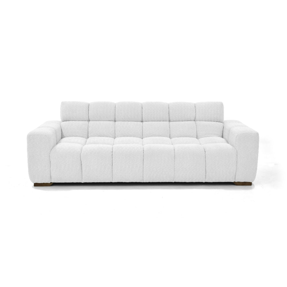 Sofa Cama Miami Reclinable 3 Posiciones 228x91x78 Tela Blanco Matiz Caoba