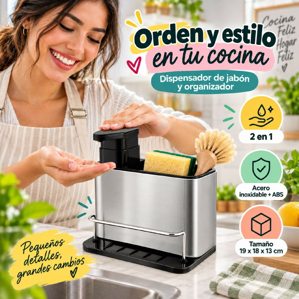 Dispensador De Jabon Liquido Con Organizador Para Cocina BY-886 BJ-189