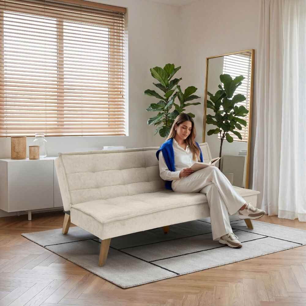 Sofa Cama Morrison 174x100x80 Reclinable Tela Beige