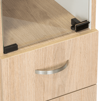 Mueble Auxiliar de Baño Picasso, Beige y Blanco, con Dos Entrepaños y Cuatro Cajones - VIRTUAL MUEBLES