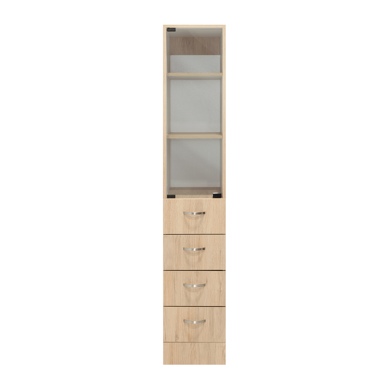 Mueble Auxiliar de Baño Picasso, Beige y Blanco, con Dos Entrepaños y Cuatro Cajones - VIRTUAL MUEBLES
