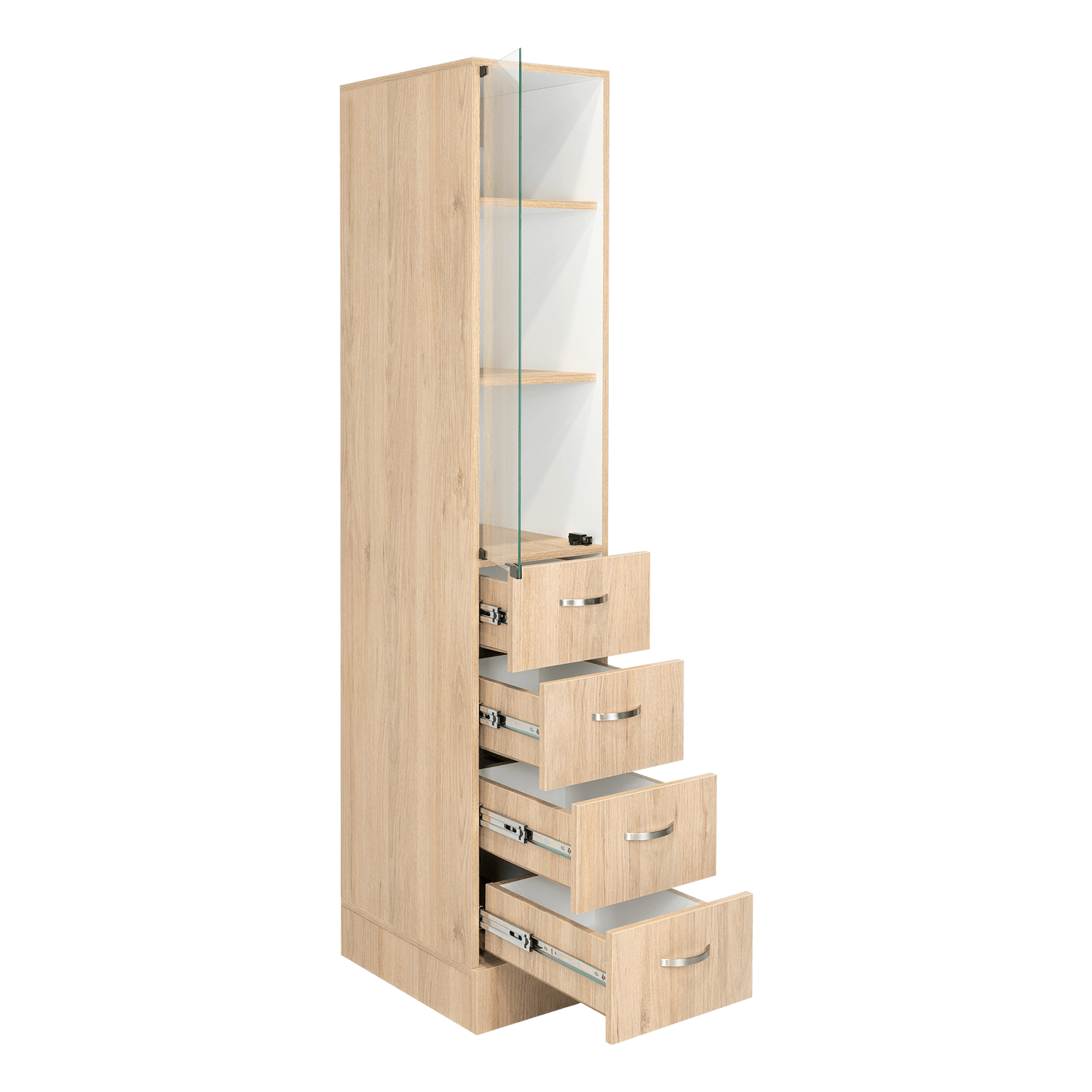 Mueble Auxiliar de Baño Picasso, Beige y Blanco, con Dos Entrepaños y Cuatro Cajones - VIRTUAL MUEBLES