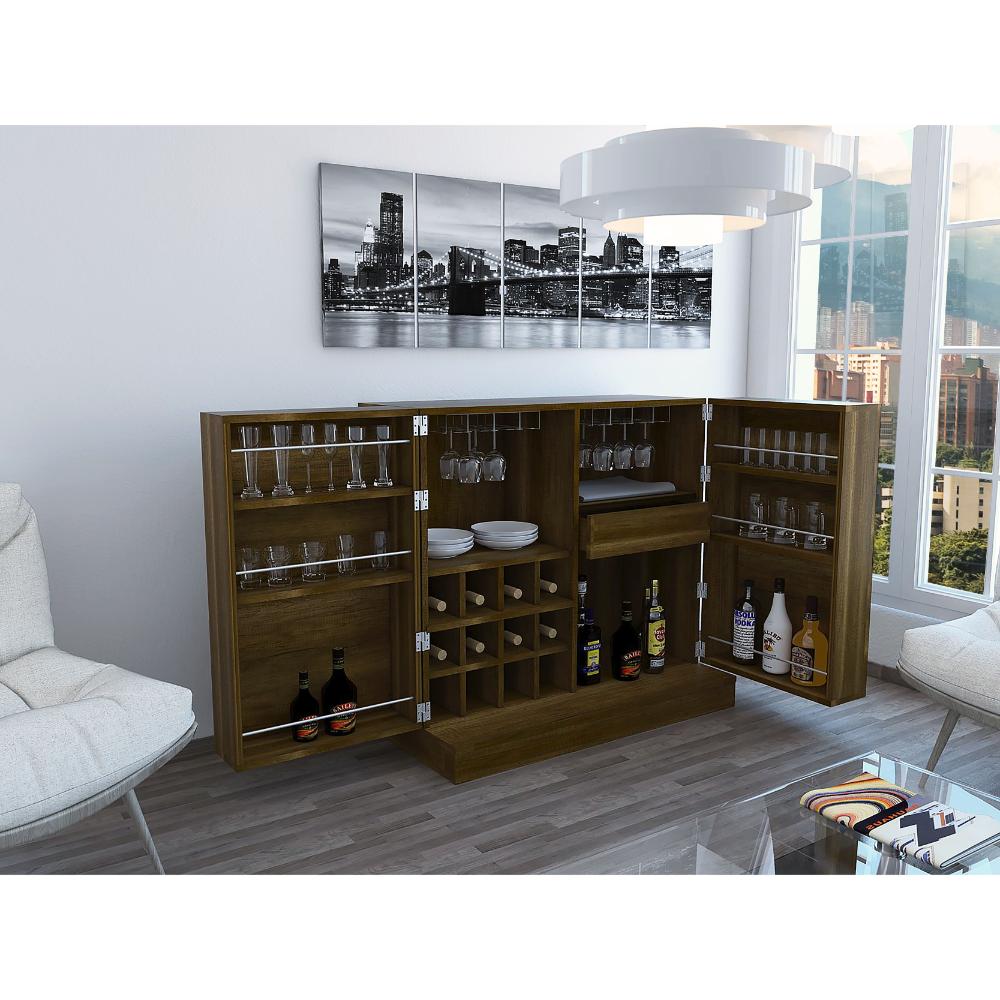 Bar Sienega, Avellana, con Espacio Para Botellas y Porta Copas