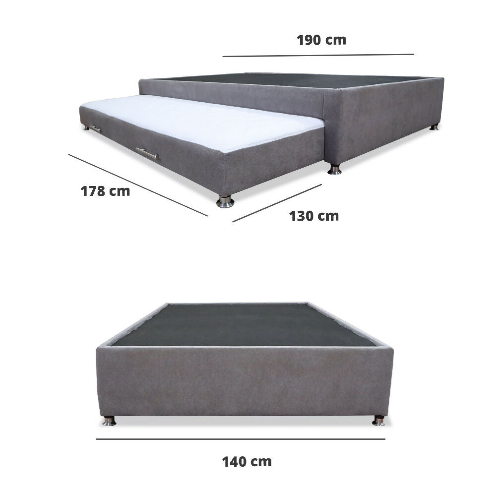 Cama Tarima Nido Kunz 140x190 Doble Gris Claro