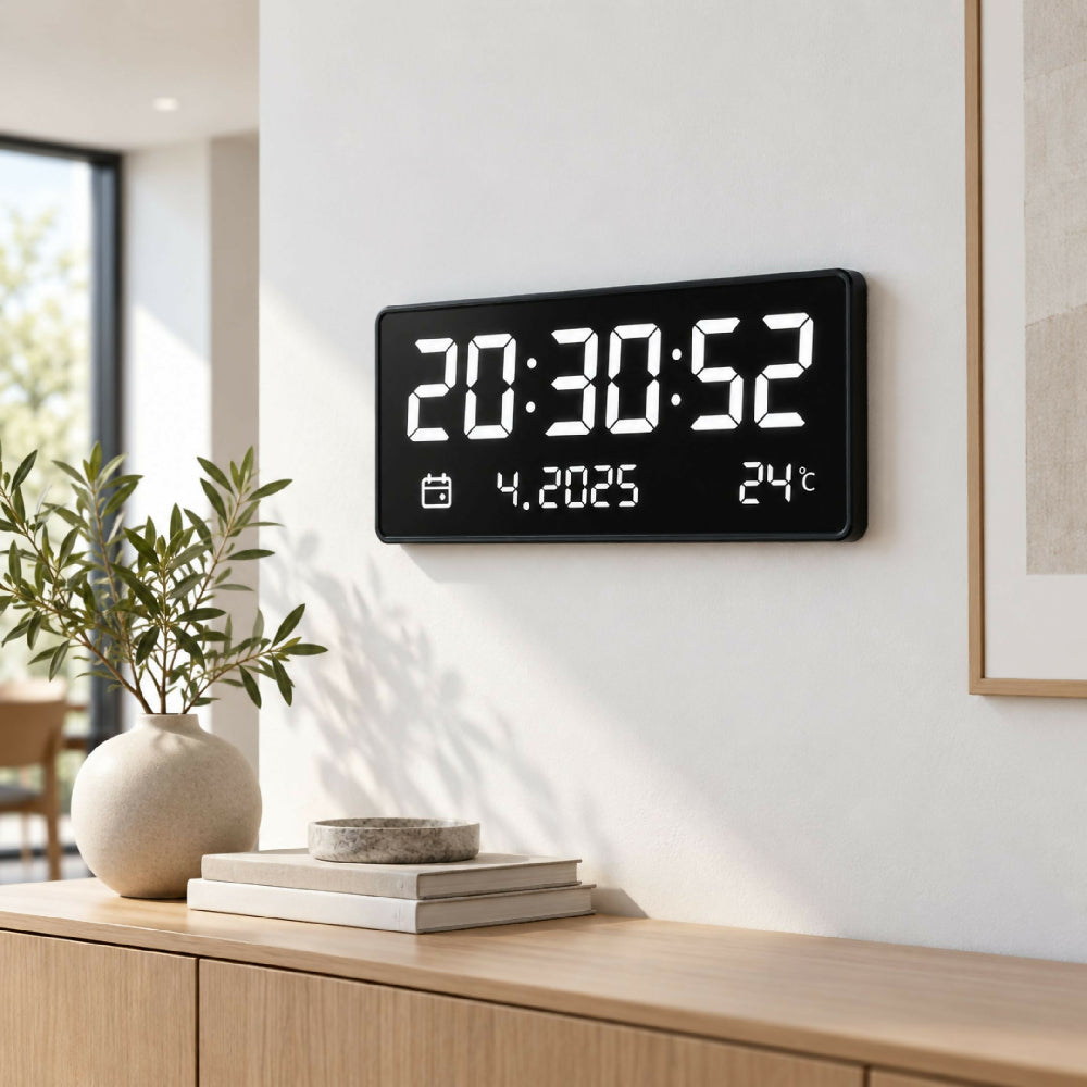 Reloj Digital De Pared JH8025 Indicador Multifuncional De Hora, Fecha Y Temperatura