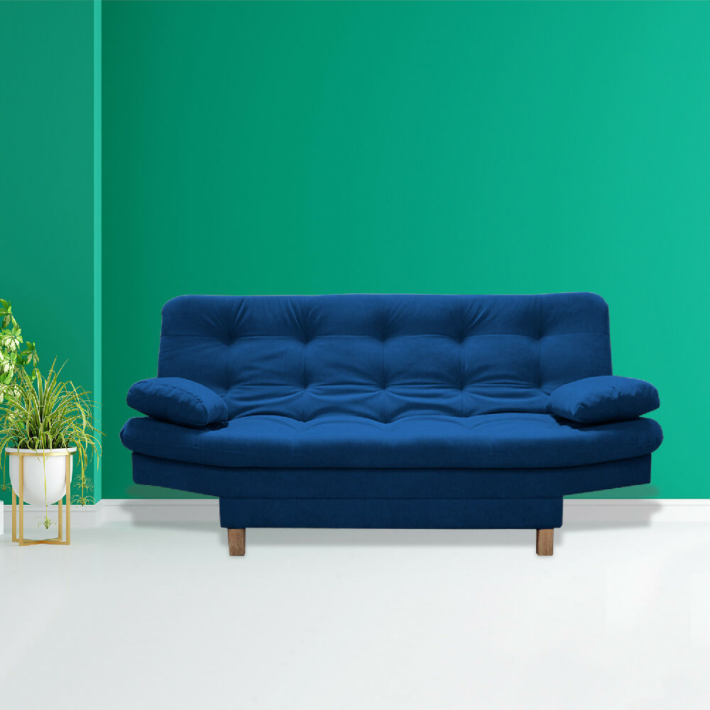 Sofacama Bakers 3 Posiciones Azul Petróleo + 2 Cojines Decorativos