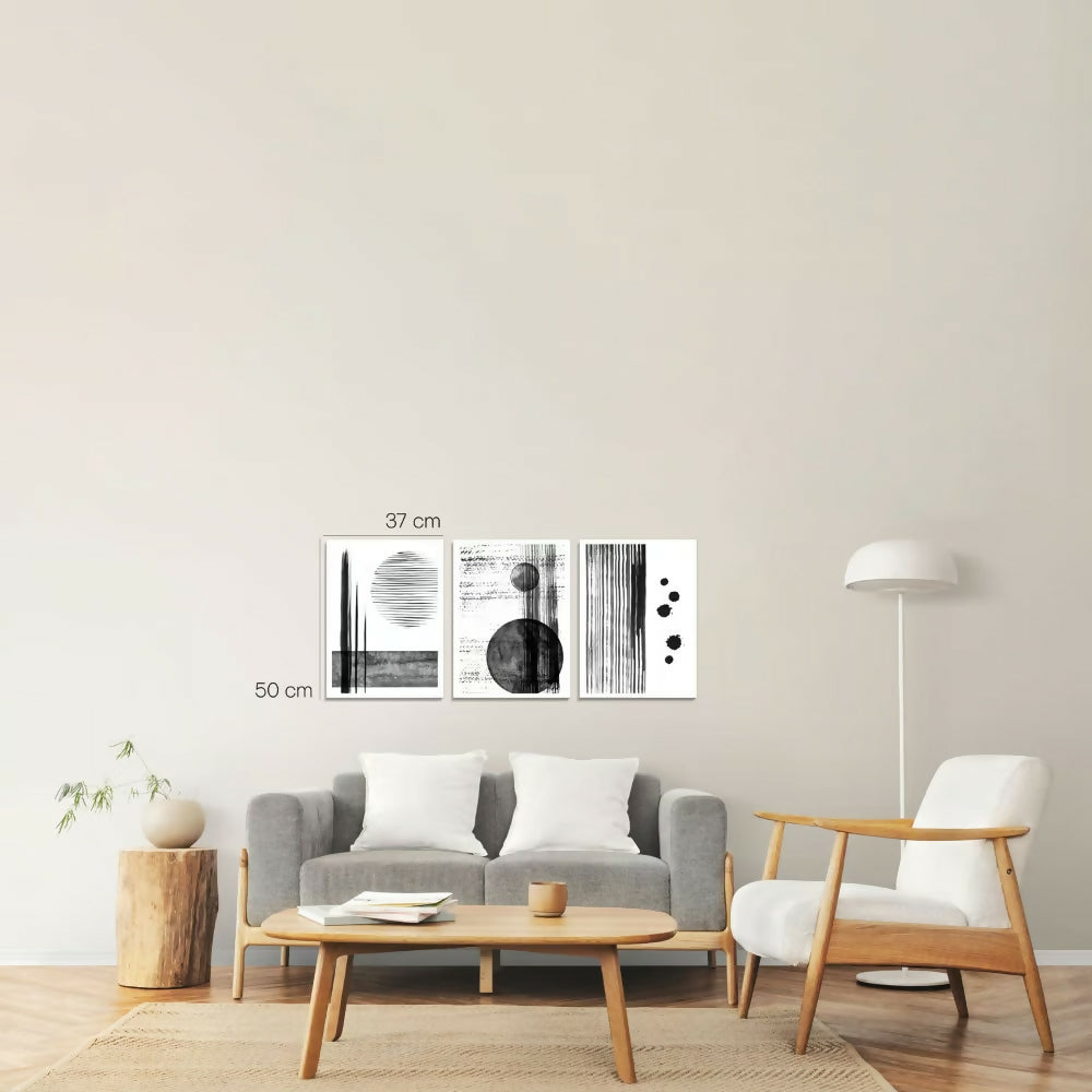 Cuadros Decorativos Triptico Black Modern 37x50