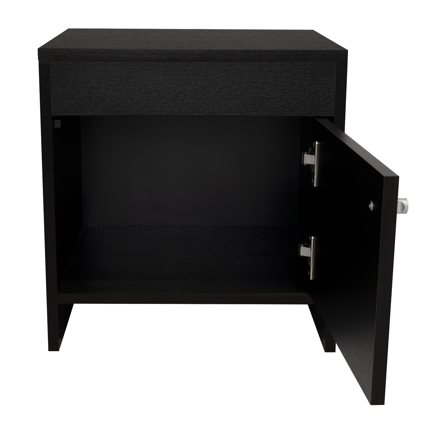 Mesa de Noche Tutto, Wengue, con Un Cajón Amplio Ideal Para Espacios Pequeños