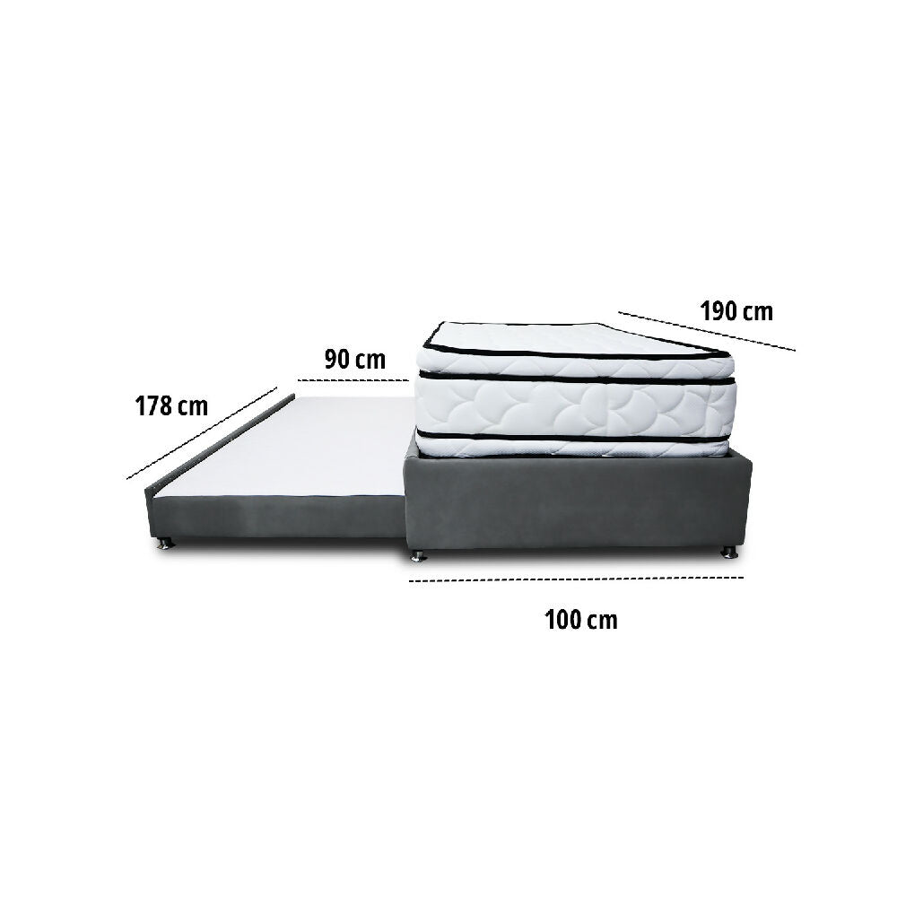 Combo Cama Tarima Nube 100x190 Sencillo Gris Oscuro