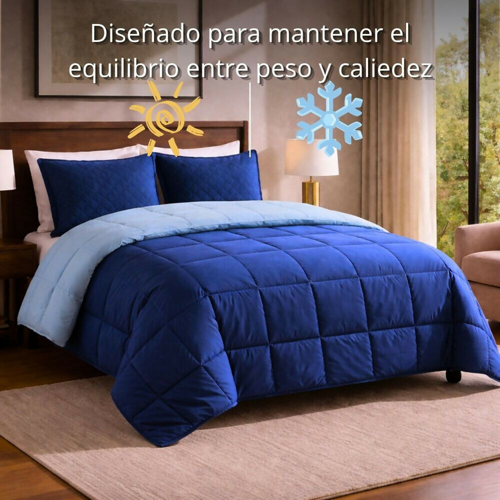 Edredon cubrelecho doble azul celeste doble faz