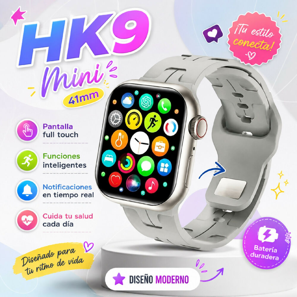 Smartwatch Wearfit HK9 Mini 41mm Pantalla AMOLED Llamadas Bluetooth Y ChatGPT Gris