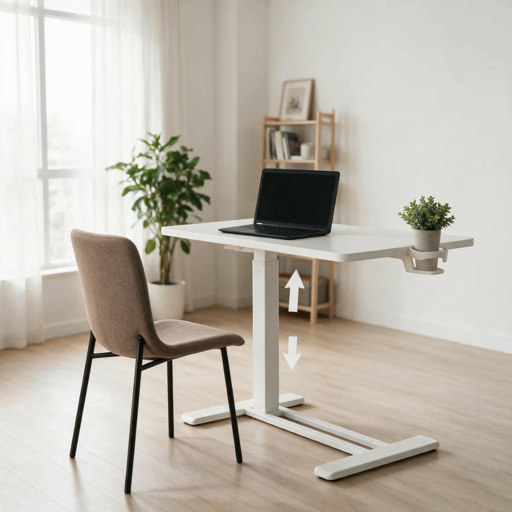 Mesa Auxiliar Ajustable Negra Ellevare Blanca