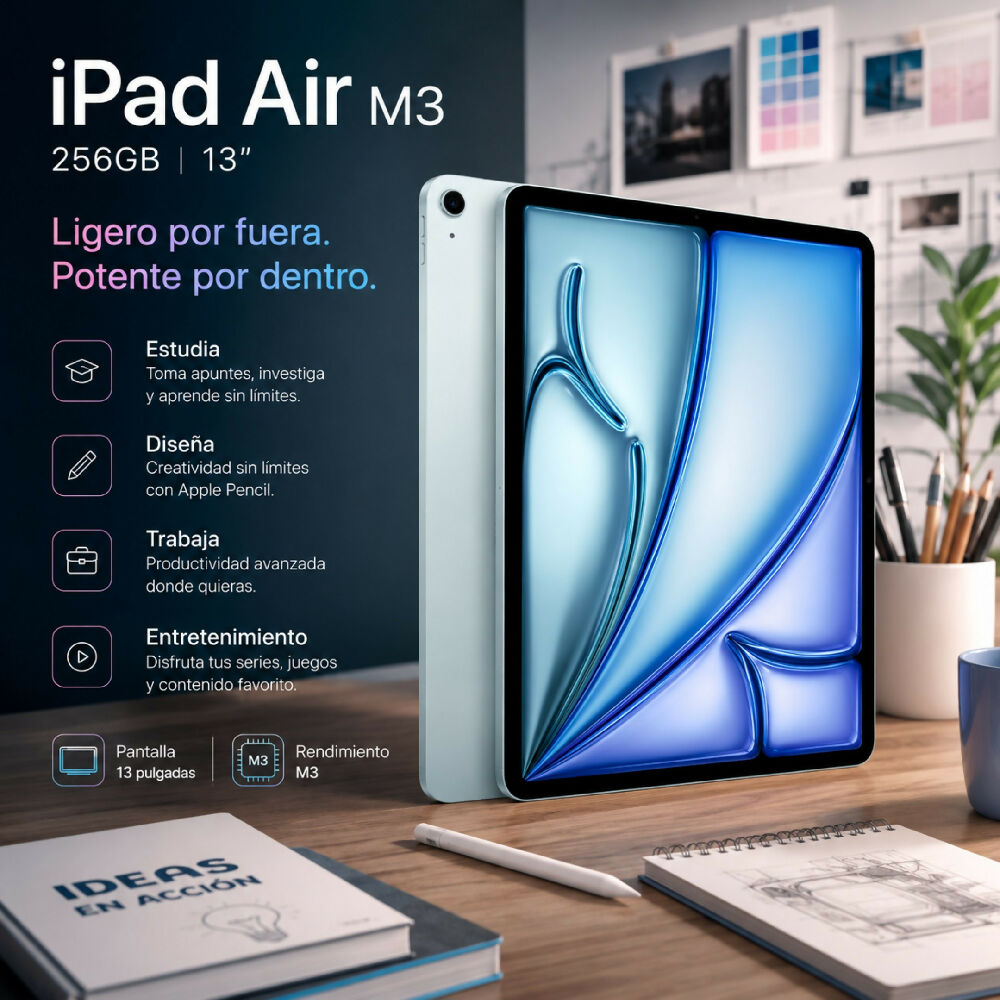 Tablet Apple iPad Air 13'' M3 256gb Diseño UltraDelgado Celeste