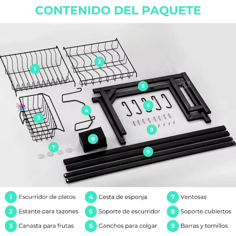 Escurridor Secaplatos Organizador De Loza Estante Cocina 65cm