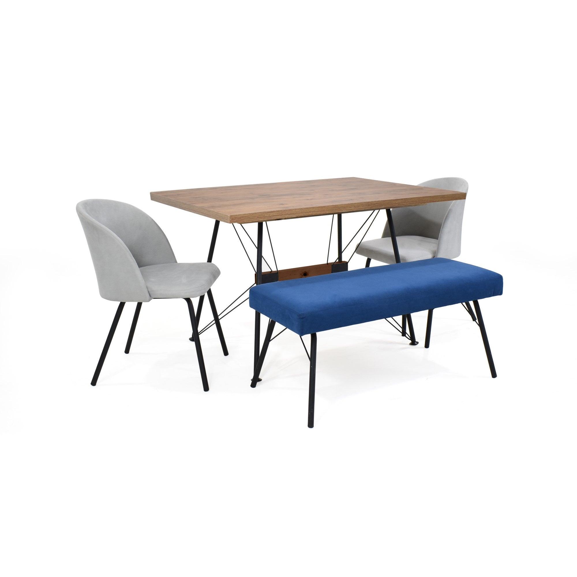 Comedor 4 Puestos Falcon Osaka Plata con Butaco Azul