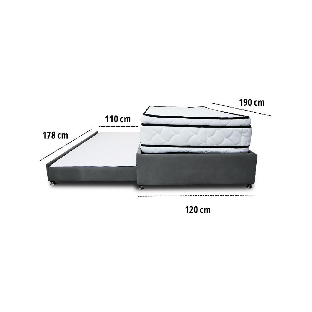 Combo Cama Tarima Nube 120x190 semidoble Gris Oscuro
