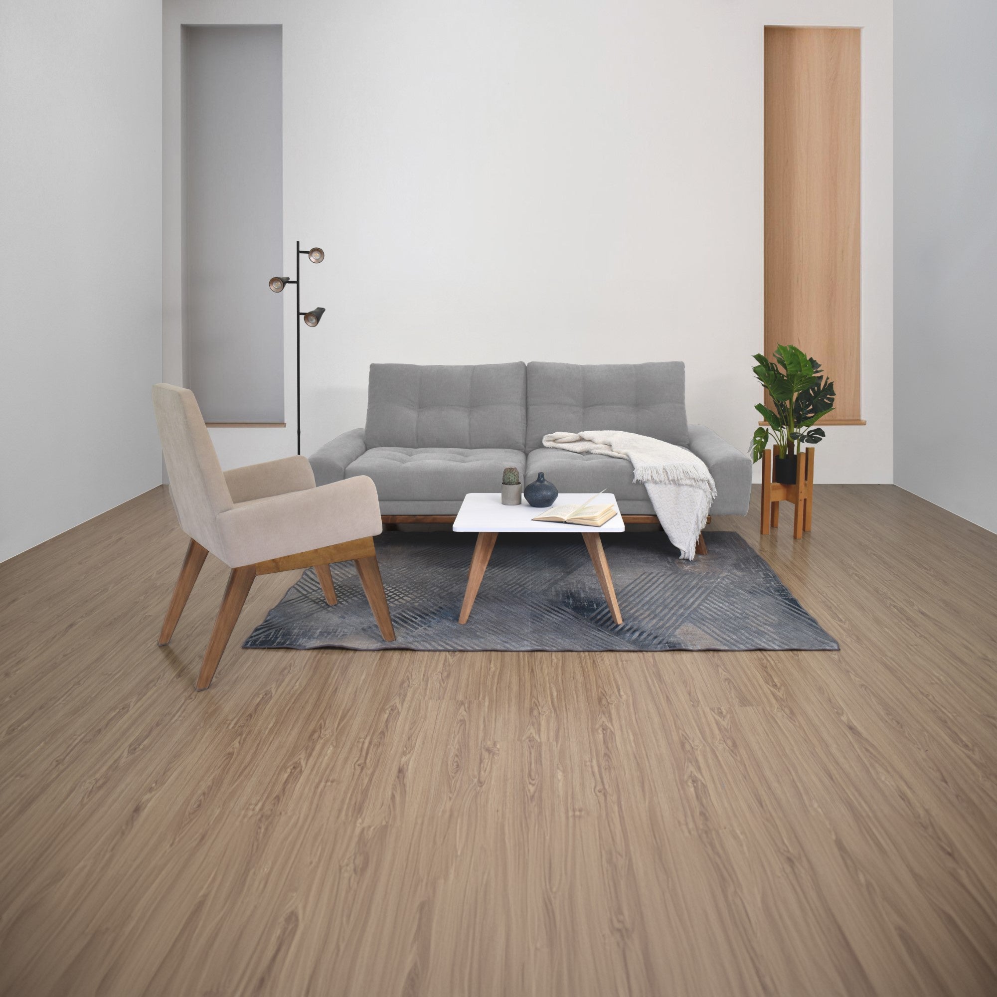 Sofa Cama Suiza Tela Plata Matiz Caoba