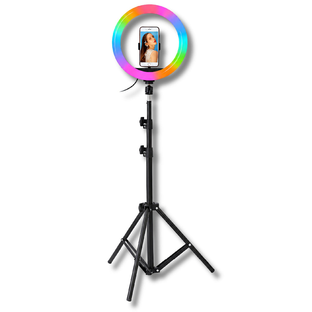 Aro De Luz Led 36 Cm Grande Profesional RGB Cálida Fría + Trípode