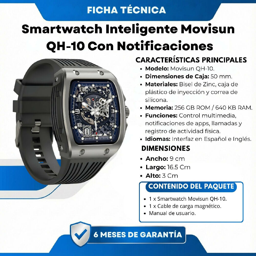 Smartwatch Inteligente Movisun QH-10 Con Notificaciones Y Modos Deportivos