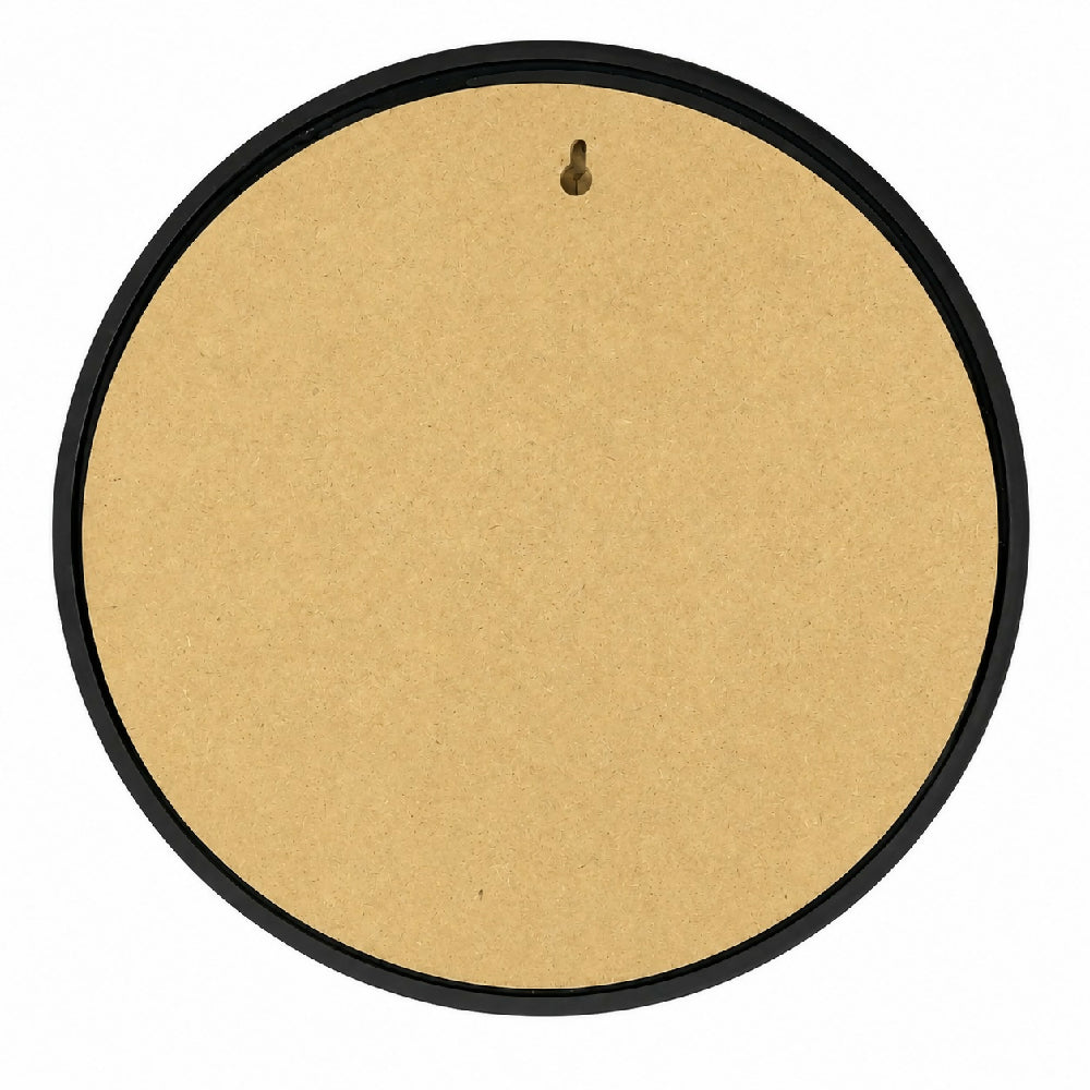 Espejo de Pared Circular Marco Negro MDF 60 cm para Baño o Sala