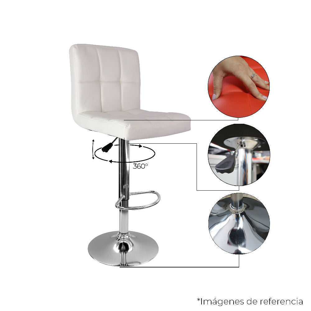 kit por 2 Silla Acolchada Tipo Bar - Blanca