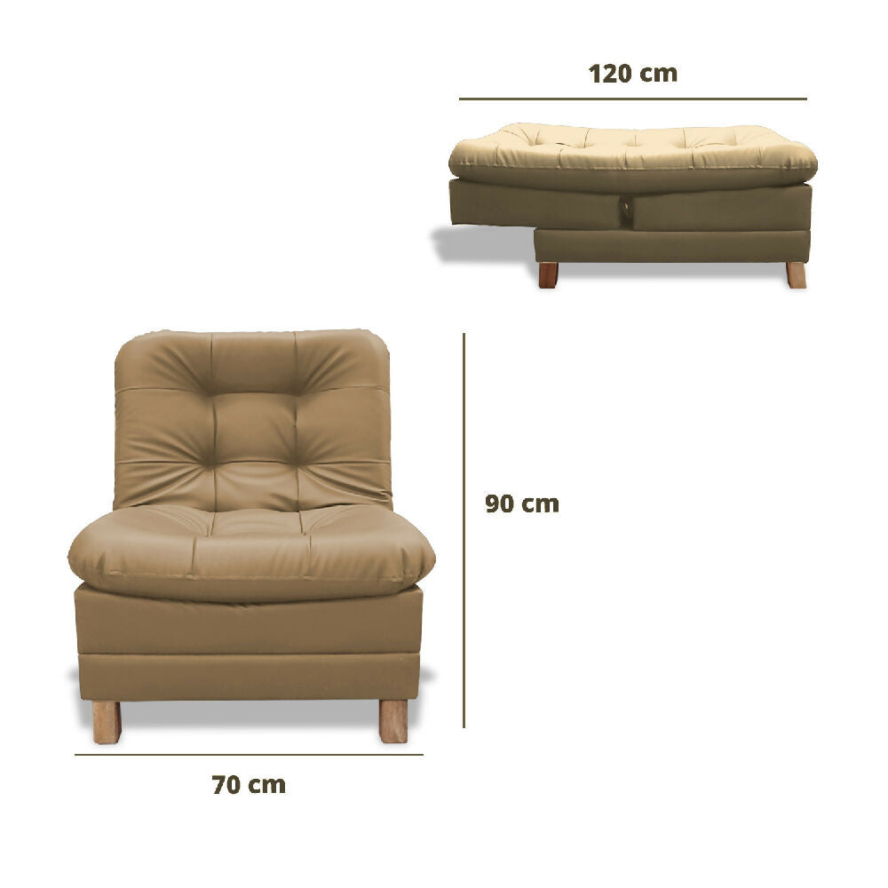 Poltrona Zeink 3 Posiciones Tipo Cuero Camel