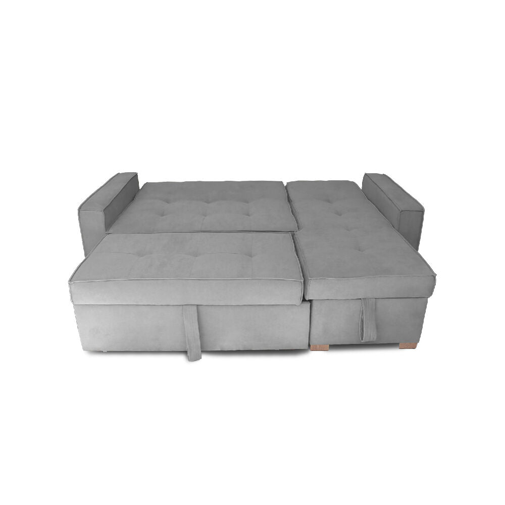 Esquinero Baúl Marsella Multifuncional Reclinable Derecho Gris + Cojines Decorativos