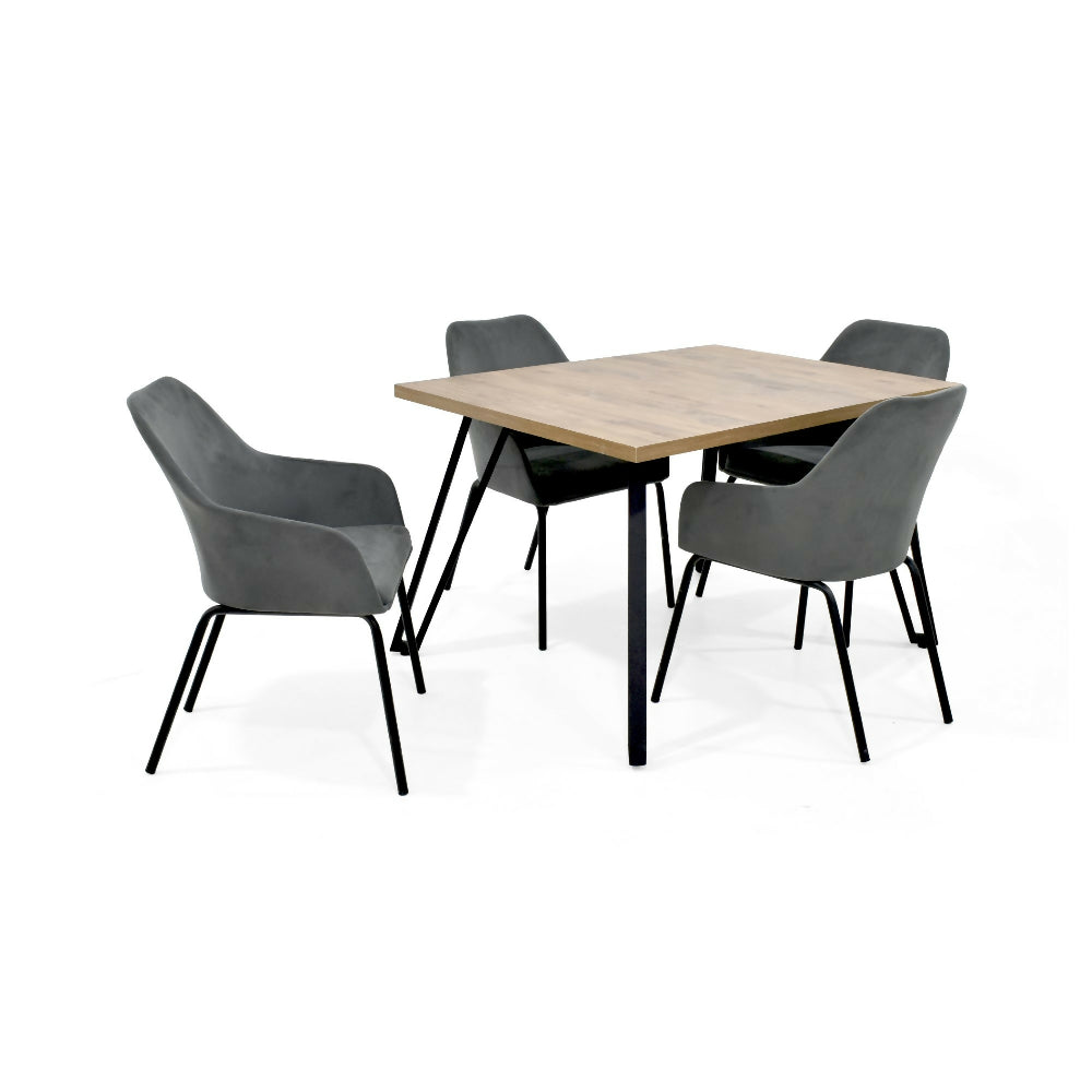 Set de Comedor Forest con 4 Sillas Mendoza Tela Gris