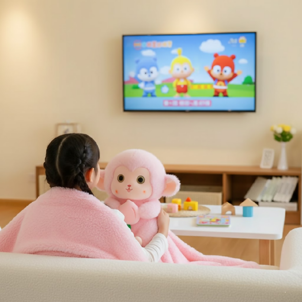 Peluche Mono Rosado 45 Cm Con Cobija Integrada – Compañero Suave Y Acogedor Ideal Para Regalo Y Descanso