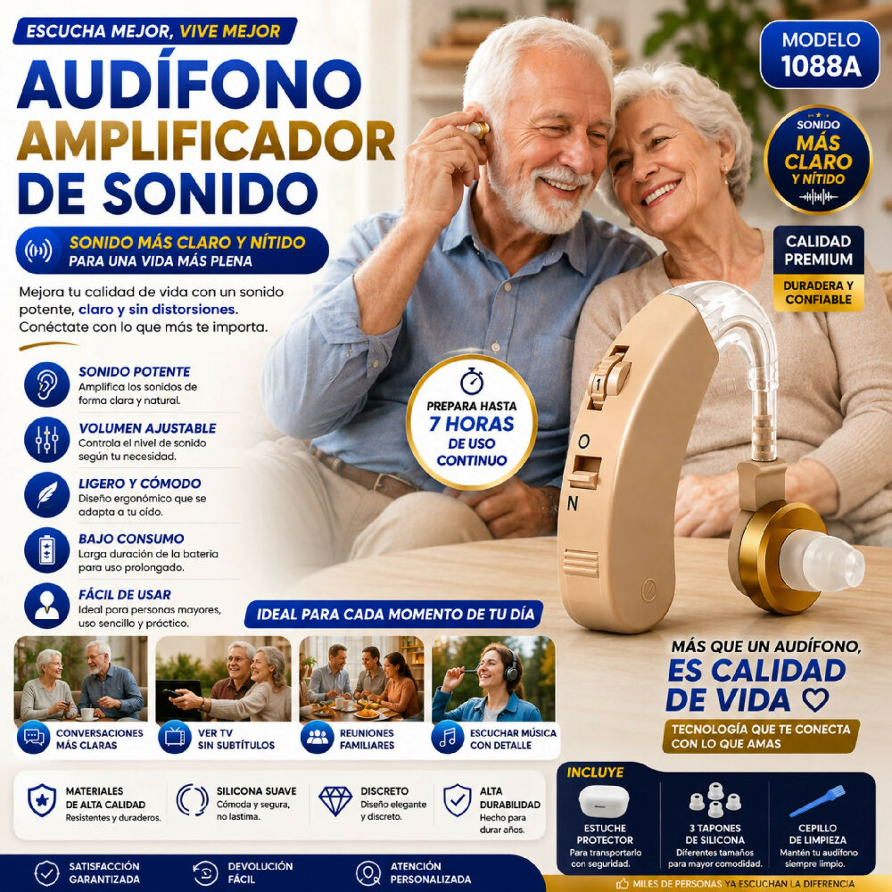 Audífono Amplificador De Sonido 1088A Escucha Con Total Claridad