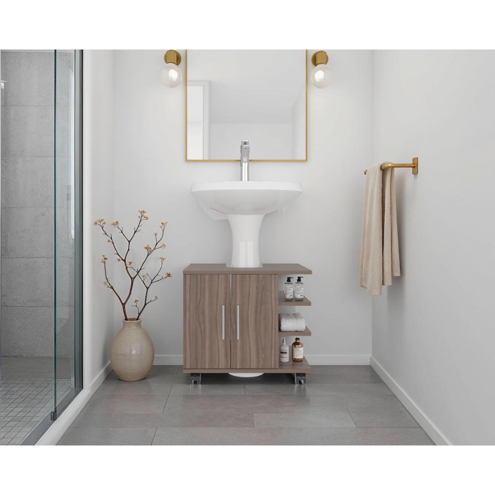 Mueble para Lavamanos Aqua, Avellana, con Rodachines Para Su Fácil Desplazamiento ZF