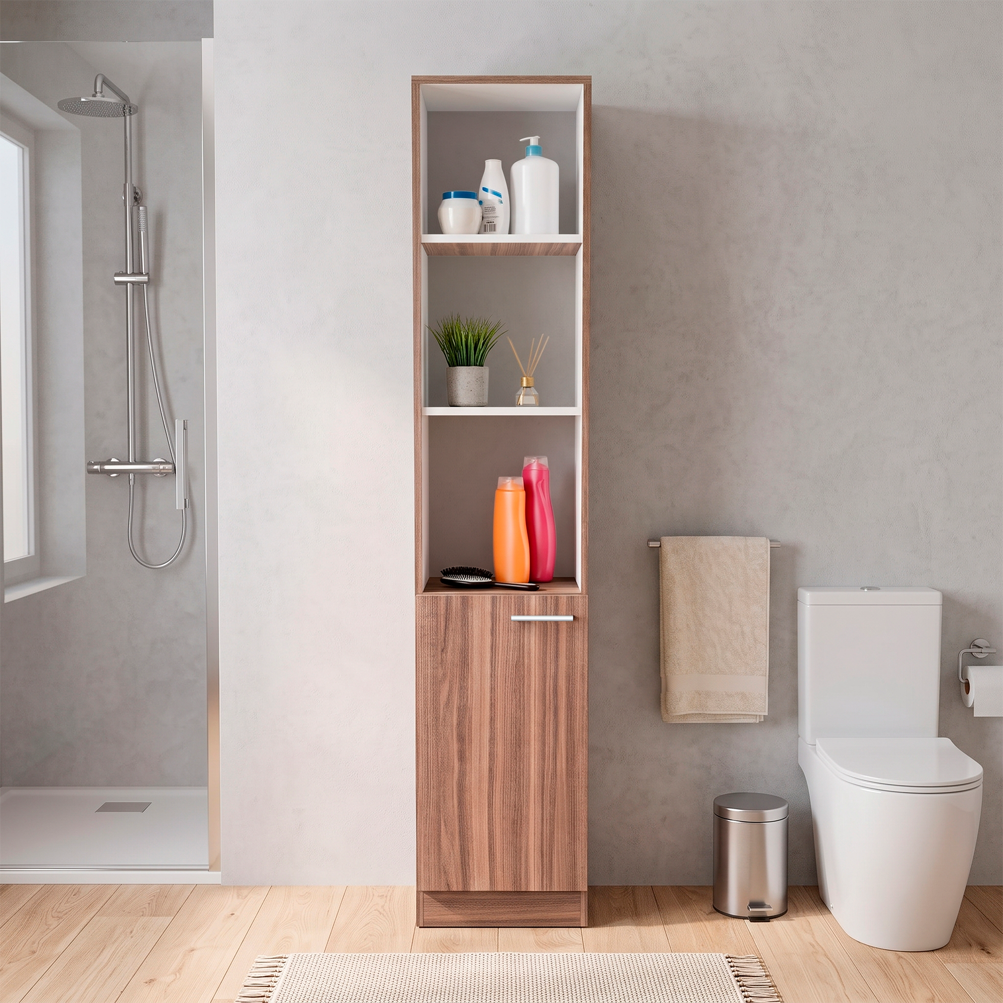 Organizador de Baño Aqua, Avellana y Blanco, con Variedad de Entrepaños ZF