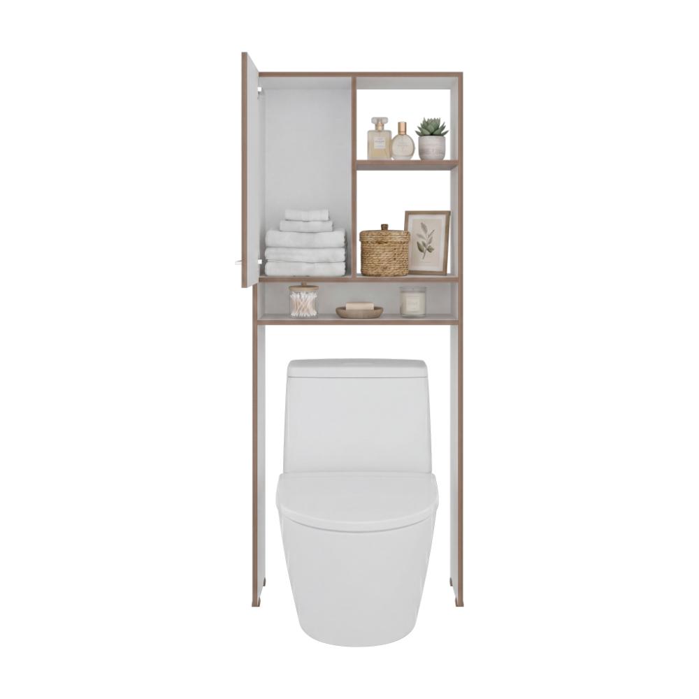 Gabinete de Baño Sharon, Avellana y Blanco, Ideal para Ahorrar Espacio