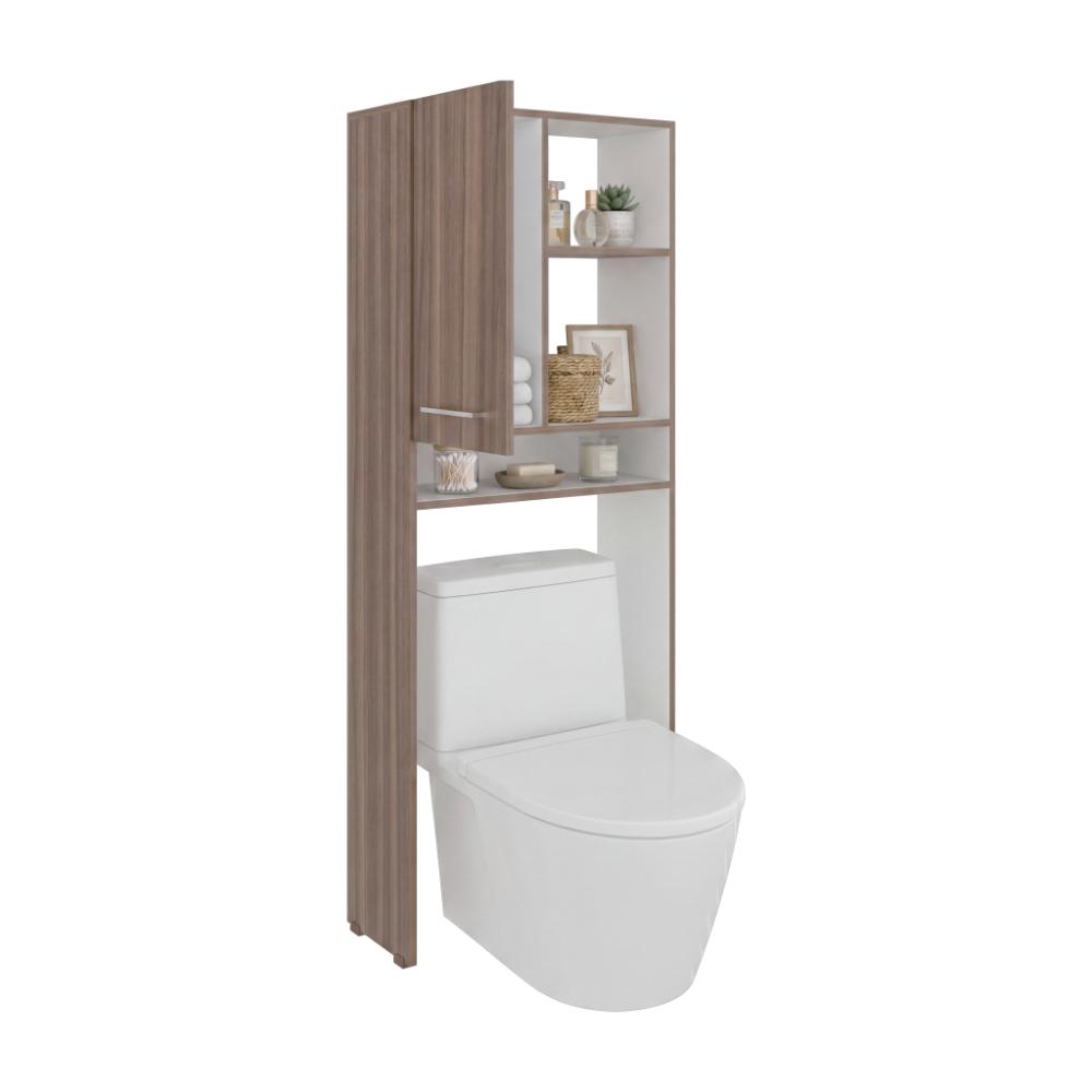 Gabinete de Baño Sharon, Avellana y Blanco, Ideal para Ahorrar Espacio