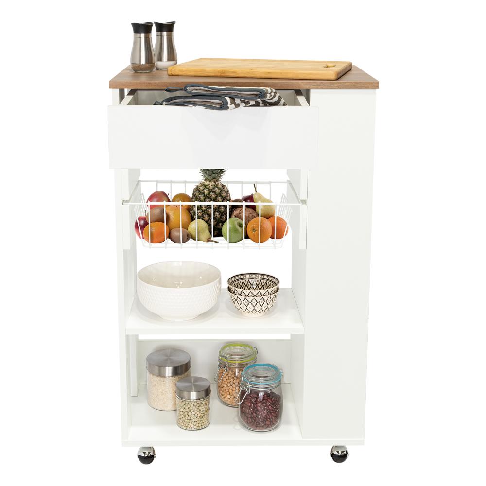 Set de 2 Organizadores de Cocina Alhena, Blanco y Moca, con Entrepaños para Ubicar Elementos de Cocina