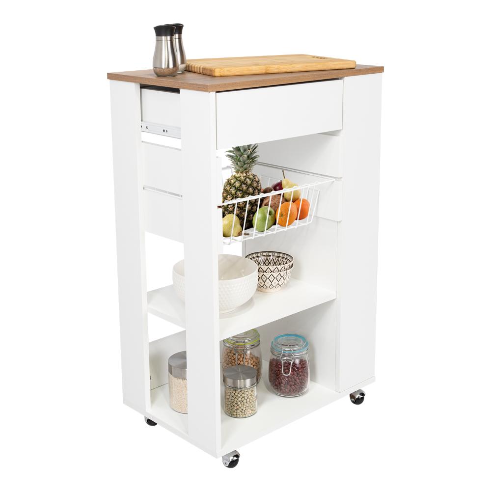 Set de 2 Organizadores de Cocina Alhena, Blanco y Moca, con Entrepaños para Ubicar Elementos de Cocina