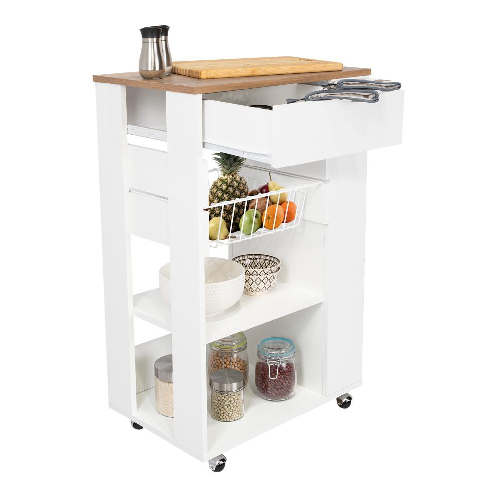 Set de 2 Organizadores de Cocina Alhena, Blanco y Moca, con Entrepaños para Ubicar Elementos de Cocina