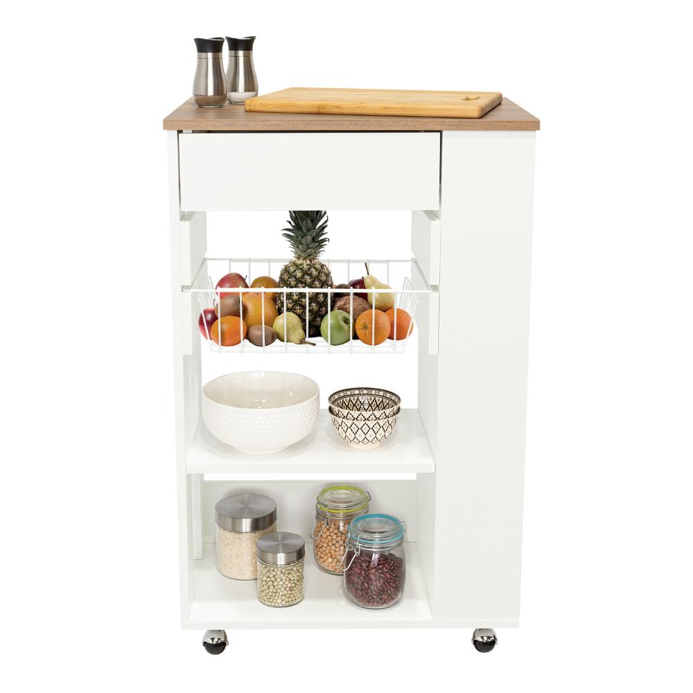 Set de 2 Organizadores de Cocina Alhena, Blanco y Moca, con Entrepaños para Ubicar Elementos de Cocina