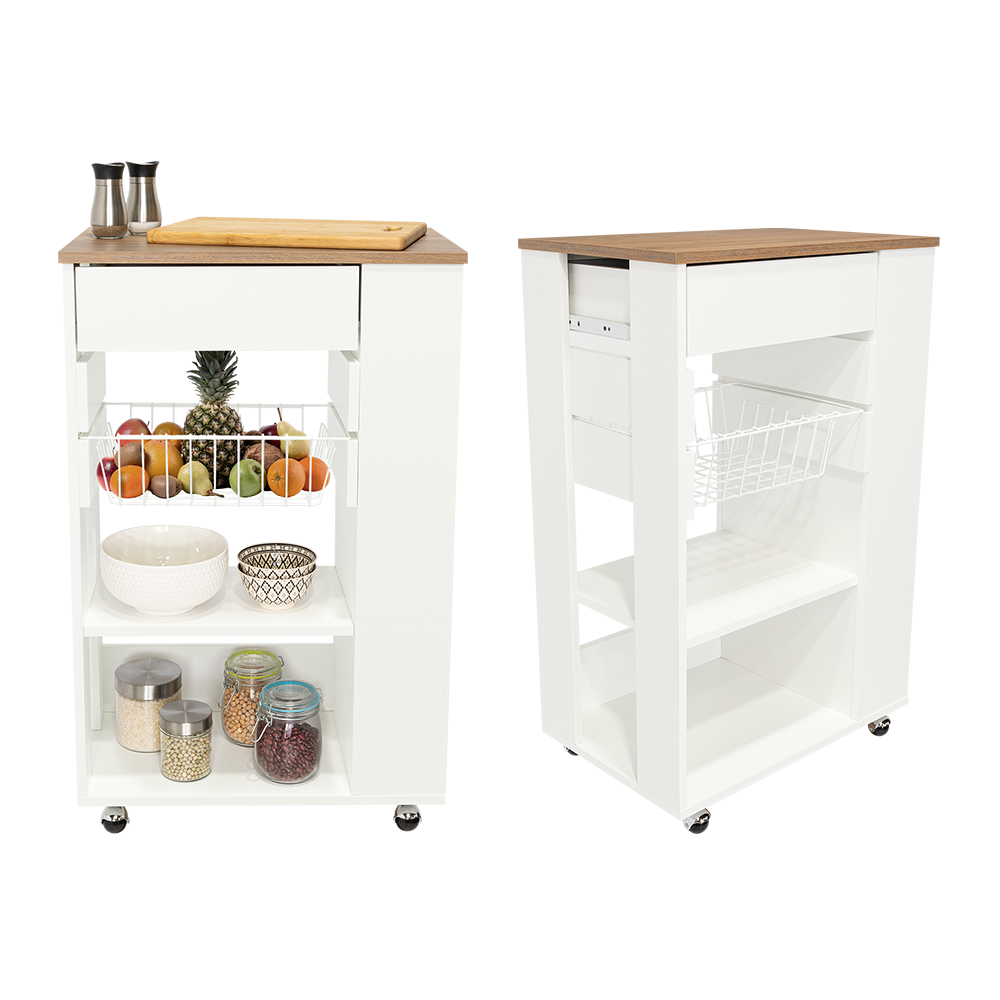 Set de 2 Organizadores de Cocina Alhena, Blanco y Moca, con Entrepaños para Ubicar Elementos de Cocina
