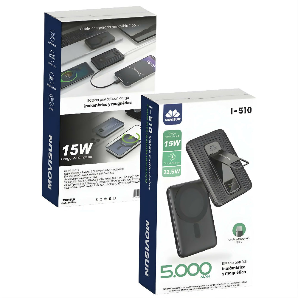 Power Bank I-510 Movisun 5000MaH Diseño Ligero De Bolsillo