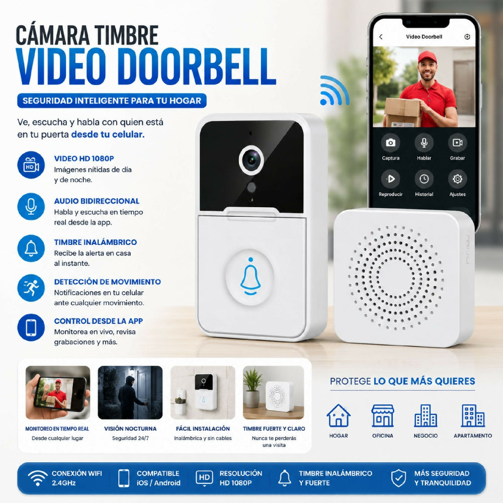 Cámara Timbre Video Doorbell Inalámbrico Control Total Desde Tu Celular