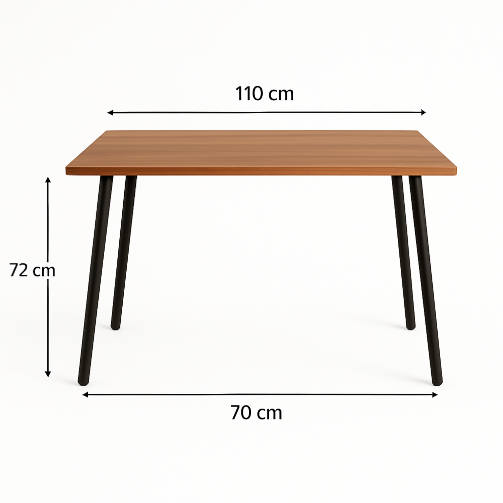 Comedor Rectangular 75x110x70cm + 4 Sillas Ibiza Negras