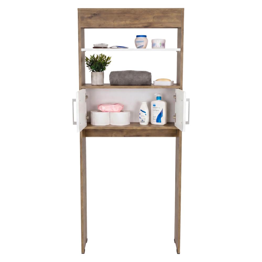 Gabinete de Baño Aqua 5, Fresno Europeo y Blanco, con Dos Puertas y Gran Capacidad de Almacenamiento ZF