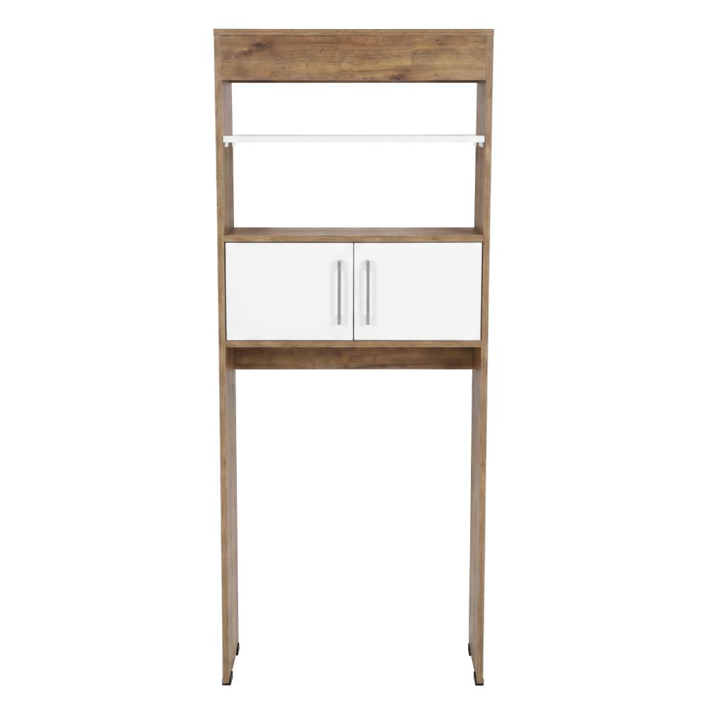 Gabinete de Baño Aqua 5, Fresno Europeo y Blanco, con Dos Puertas y Gran Capacidad de Almacenamiento ZF