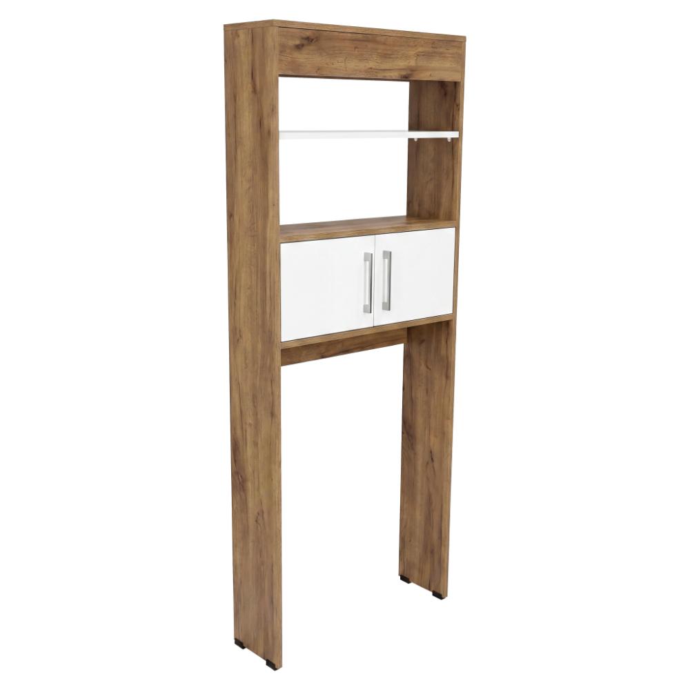 Gabinete de Baño Aqua 5, Fresno Europeo y Blanco, con Dos Puertas y Gran Capacidad de Almacenamiento ZF