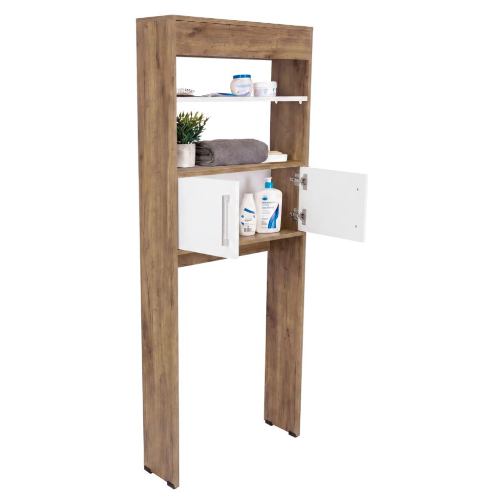 Gabinete de Baño Aqua 5, Fresno Europeo y Blanco, con Dos Puertas y Gran Capacidad de Almacenamiento ZF