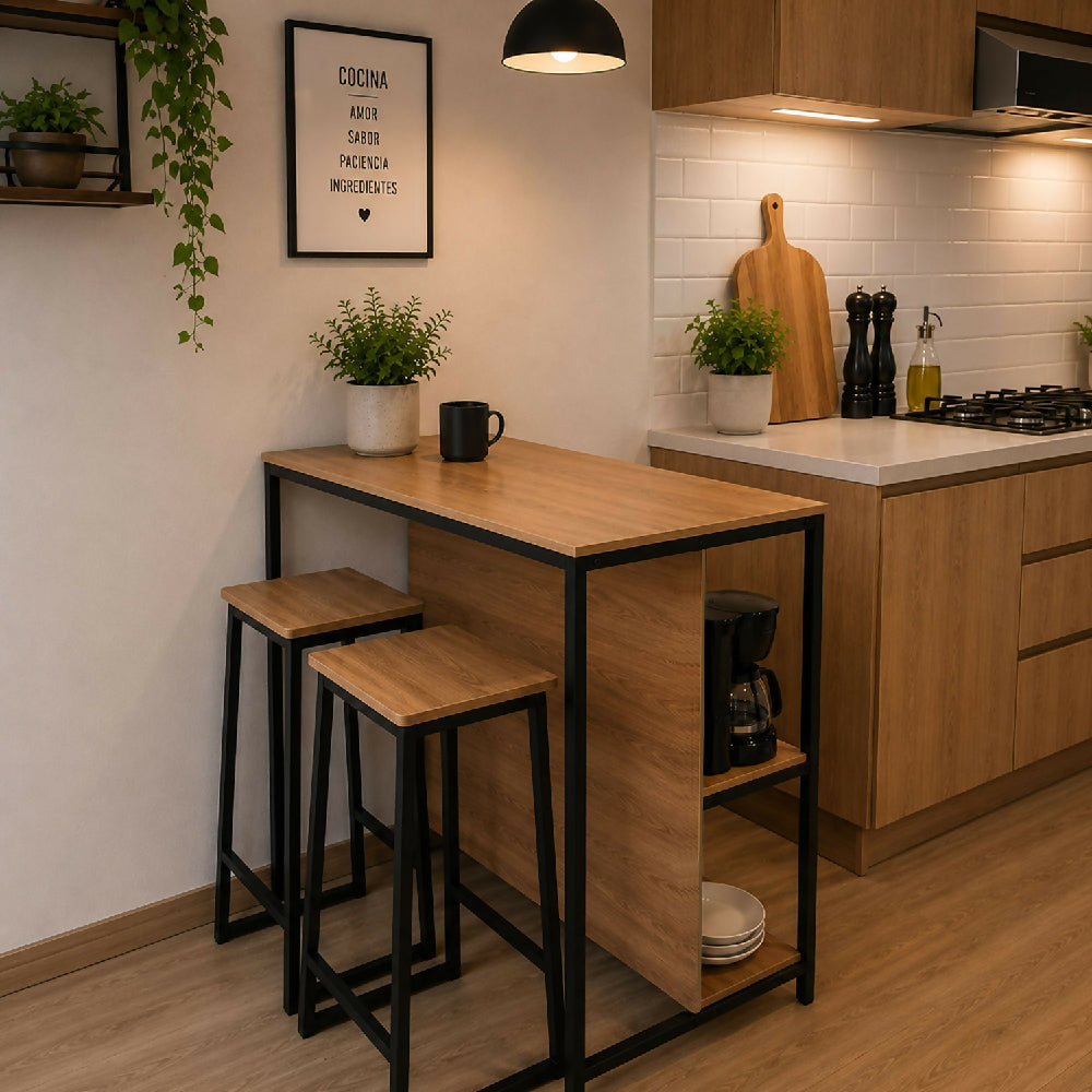 Set X2 Sillas Toledo Madera Natural + Negro
