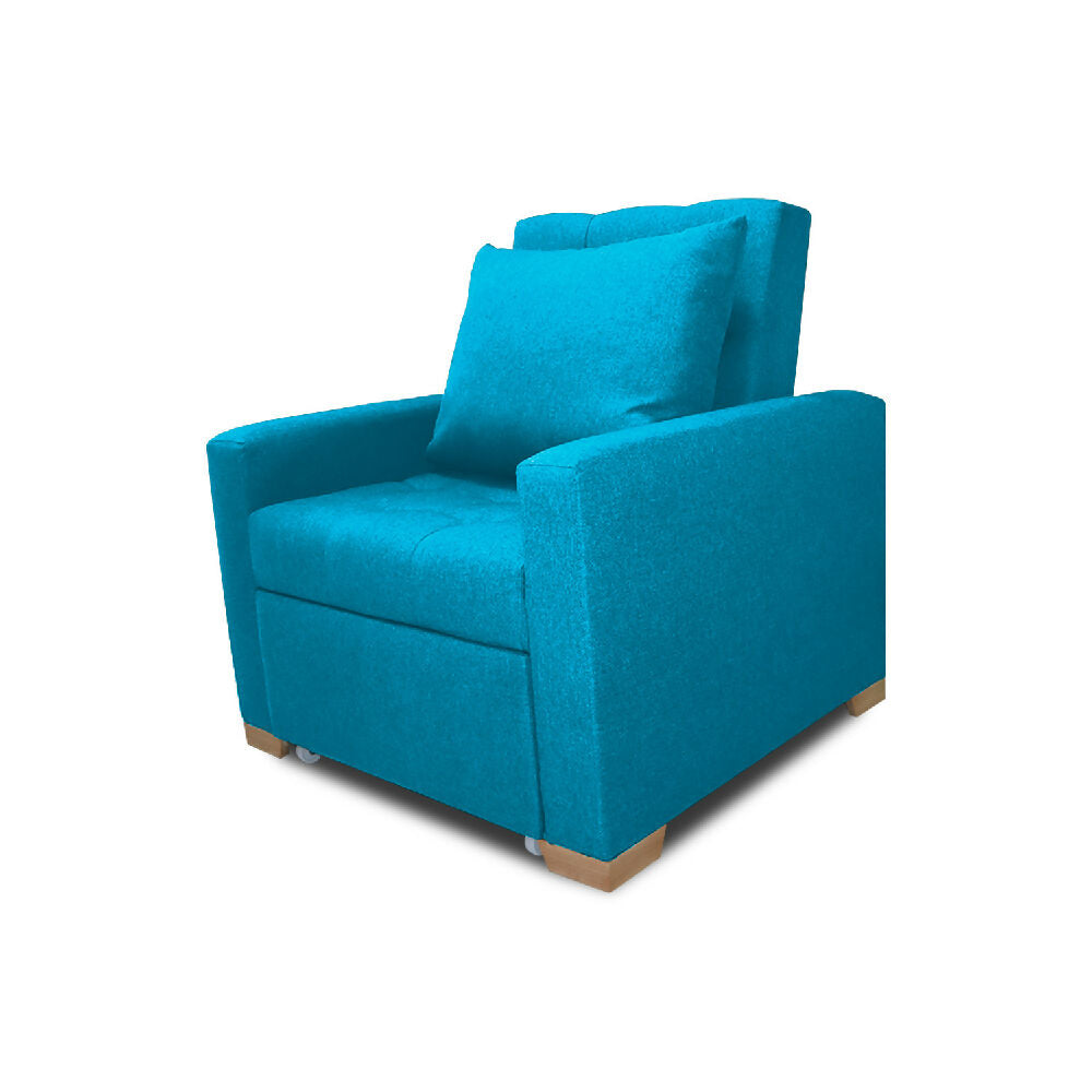 Sofá Cama Unipersonal Sabathy Tela Lino 95X90X94Cm Turqueza